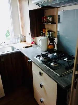 Cuisine ou kitchenette dans l'établissement Superbe Mobilehome 3 ch, climatisé tout confort