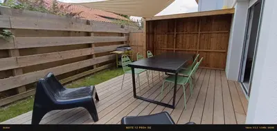 Balcon ou terrasse dans l'établissement Maison près des plages Cap de l'Homy et Contis 2 vélos disponibles