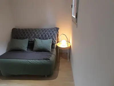 Coin salon dans l'établissement Villa Patio 4 Couchages, Plage à Pied, Surf Spot, Wifi, Parking, Capbreton - FR-1-239-1078