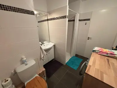 Salle de bains dans l'établissement Appartement au calme à 10min des plages - avec Rez de Jardin et Terrasse
