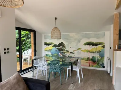 Coin salon dans l'établissement Villa Marylka - une cabane au Pyla