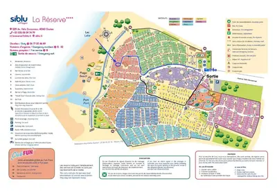 Plan de l'établissement Mobil home 253 Camping La Réserve 4 étoiles à Gastes