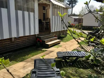 Jardin de l'établissement Mobilhome neuf au camping La Réserve