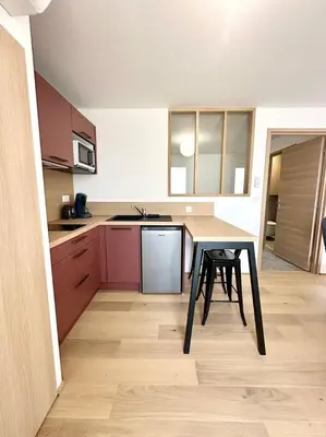 Cuisine ou kitchenette dans l'établissement L'Île Mystique - Central - Parking Privé - Neuf - Clim