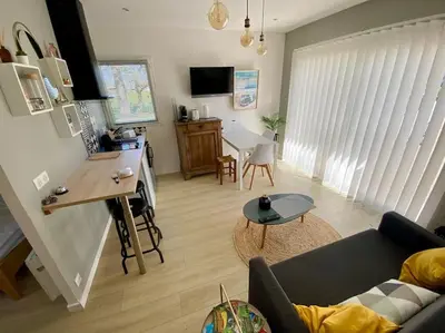 Cuisine ou kitchenette dans l'établissement Gîte La Lande en Pays Basque
