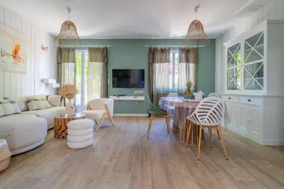 Télévision ou salle de divertissement dans l'établissement Mamy Blue - Maison proche Lac de Cazaux