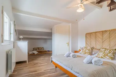 Un ou plusieurs lits dans un hébergement de l'établissement Ecrin Marin - apt terrasse bassin darcachon