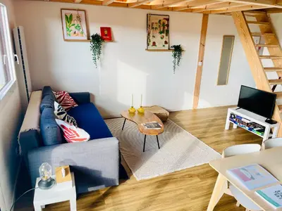 Coin salon dans l'établissement Vacances en famille, plage à pied et face à la dune !