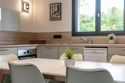 Cuisine ou kitchenette dans l'établissement Maison moderne avec terrasse et parking