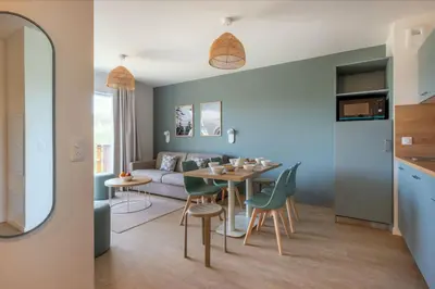 Cuisine ou kitchenette dans l'établissement Résidence Odalys Bleu Canopée