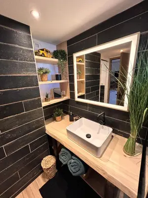 Salle de bains dans l'établissement Appartement face à l'océan Chez Tao