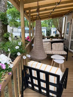 Balcon ou terrasse dans l'établissement Nature océan mobil-home