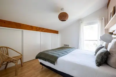 Un ou plusieurs lits dans un hébergement de l'établissement Villa Tramontane vue panoramique PYLA SUR MER