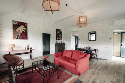 Coin salon dans l'établissement Maison des Dunes
