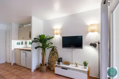 Cuisine ou kitchenette dans l'établissement Les Pins dorés le petit nid douillet et cosy