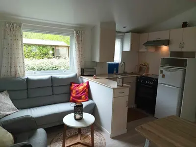 Cuisine ou kitchenette dans l'établissement Mobil-Home 4 places dans les Landes