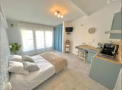 Cuisine ou kitchenette dans l'établissement La loge de Gustave, studio avec wifi et une place de parking privatif