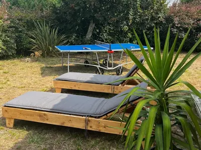 Jardin de l'établissement Maison moderne près du lac avec jardin et véranda à Sanguinet, pour 10 personnes - FR-1-319-584