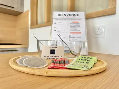 Cuisine ou kitchenette dans l'établissement L'Écrin de verdure - Calme - Parking Privé - Central - Neuf