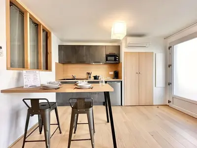 Cuisine ou kitchenette dans l'établissement L'Harmonie Marbrée - Convivial - Parking Privé - Calme