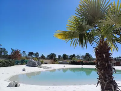 Piscine de l'établissement Mobilhome 6 personnes climatisation, TV, lave-vaisselle, 2 salle de bain, 3 chambres au camping Les Vignes à Lit-et-Mixe dans les Landes avec piscine, ou située à proximité