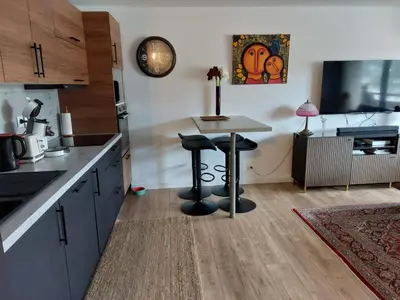 Cuisine ou kitchenette dans l'établissement Appartement avec terasse au pied du port