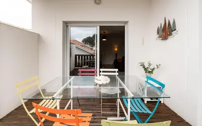 Balcon ou terrasse dans l'établissement Maison de vacances Navarrosse