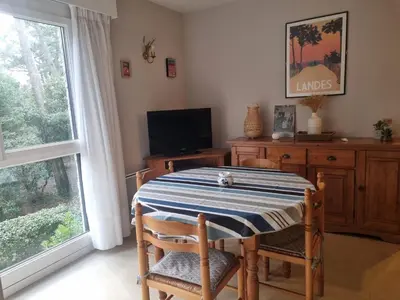 Télévision ou salle de divertissement dans l'établissement Spacieux T3 à Seignosse au bord de l'océan avec balcon - FR-1-239-1095