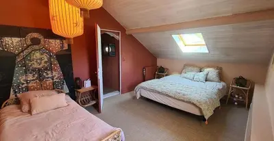 Un ou plusieurs lits dans un hébergement de l'établissement Magnifique Villa 500 M Ocean 5 min du lac Hossegor