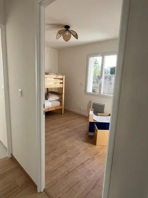 Un ou plusieurs lits dans un hébergement de l'établissement Maison familiale piscine 3 chambres Gujan-Mestras !