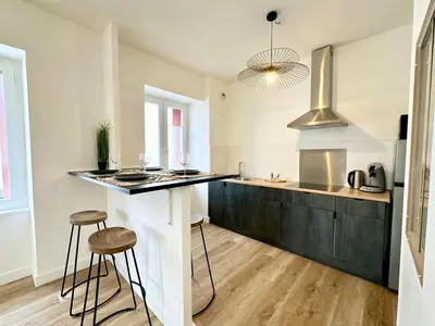 Cuisine ou kitchenette dans l'établissement L'Indus - Lumineux & Central