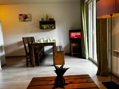 Télévision ou salle de divertissement dans l'établissement Aureilhan T2 50m2, 6 pers, wifi, piscine résidence