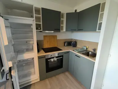 Cuisine ou kitchenette dans l'établissement Appartement Mimizan Plage