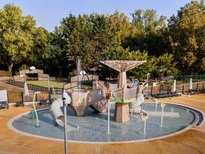 Jardin de l'établissement Camping Rivages des Landes Mobil-home climatisé et Tv