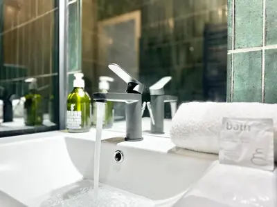 Salle de bains dans l'établissement Le Vert D'eau - Raffiné - Central - Balcon