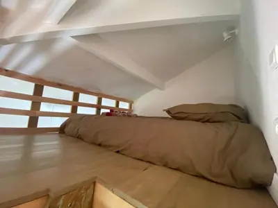 Un ou plusieurs lits dans un hébergement de l'établissement New wooden house 300 m from beach, forest, 1 to 11 people