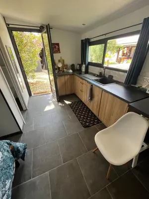 Cuisine ou kitchenette dans l'établissement Chambre d'hôtes