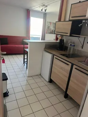 Cuisine ou kitchenette dans l'établissement Studio mimizan
