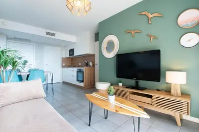 Cuisine ou kitchenette dans l'établissement Atlantic Selection - Vagues en Vue, à l'Estacade avec piscine