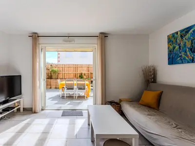 Coin salon dans l'établissement Maison spacieuse à Biscarrosse-Plage près de l'océan - FR-1-521-251