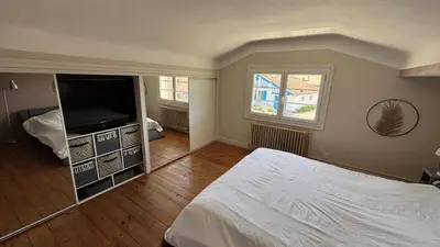 Un ou plusieurs lits dans un hébergement de l'établissement Villa TIKI BAR piscine chauffée 4 chambres