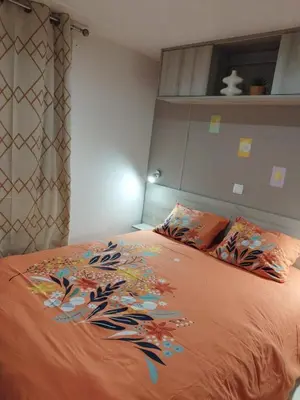 Un ou plusieurs lits dans un hébergement de l'établissement Mobil Home 6-8p 3ch 2sb Clim