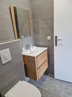 Salle de bains dans l'établissement Appartement des Aubépines