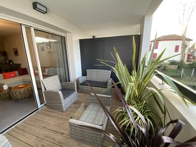 Coin salon dans l'établissement Appartement moderne proche centre Capbreton