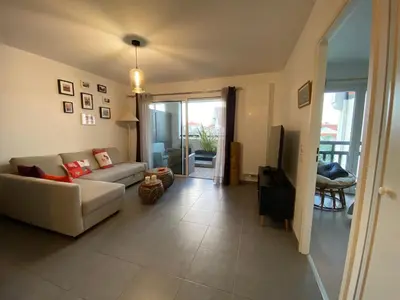 Coin salon dans l'établissement Appartement moderne proche centre Capbreton