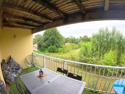 Balcon ou terrasse dans l'établissement Capbreton, Hossegor, beautiful apartment with pool