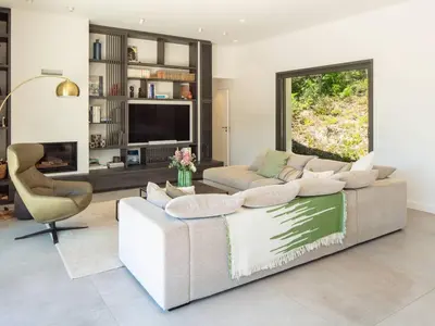 Coin salon dans l'établissement Villa de Luxe Contemporaine à Hossegor - FR-1-791-39