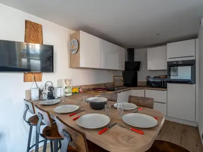 Cuisine ou kitchenette dans l'établissement Appartement T3 proche océan, Biscarrosse Plage, pour 6, parking - FR-1-319-606