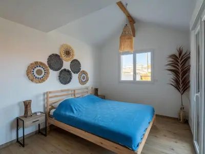 Un ou plusieurs lits dans un hébergement de l'établissement Appartement T3 proche océan, Biscarrosse Plage, pour 6, parking - FR-1-319-606