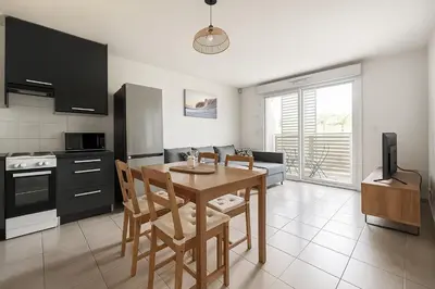 Cuisine ou kitchenette dans l'établissement Parenthèse marine à Labenne, détente & bord de mer